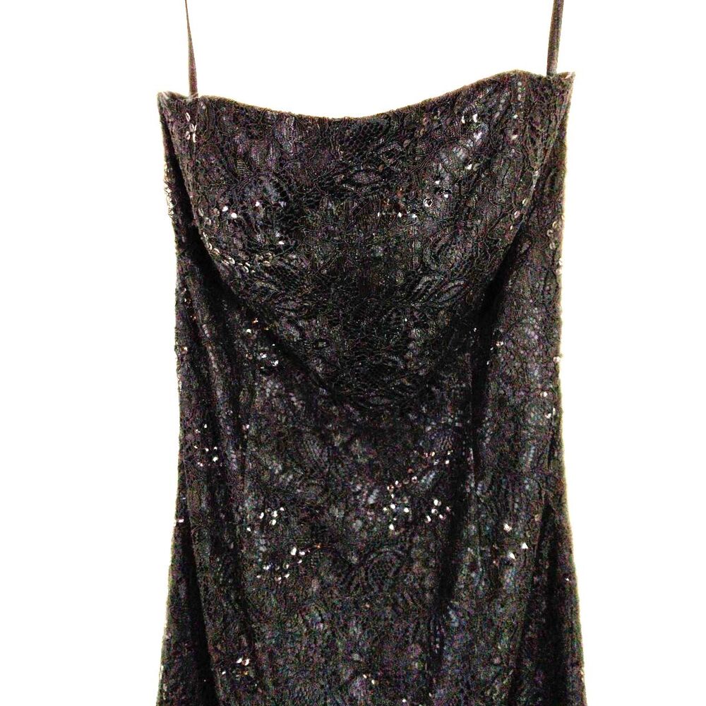 White House Black Market Black Sequin Strapless Cocktail Dress Lace Party - Picture 2 of 9